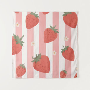 Coquette Strawberry Pink Stripe Bedroom Nursery Tapestry