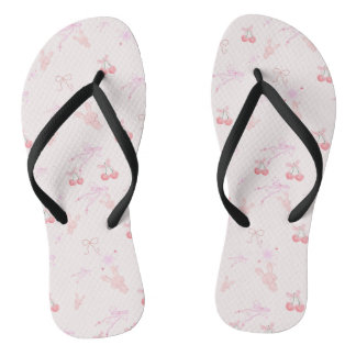 Coquette Style Flip-Flops with Bunnies & Cherries Flip Flops