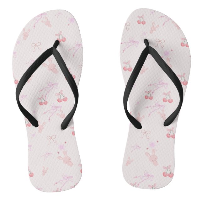 Coquette Style Flip-Flops with Bunnies & Cherries  Flip Flops (Footbed)