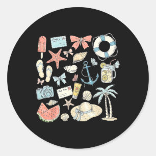 Coquette Summer Coastal Beach Matching Family Vaca Classic Round Sticker