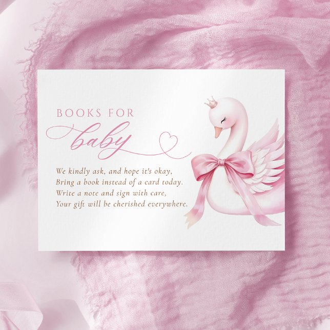 Coquette Swan Princess Books for Baby Shower Enclosure Card (Creator Uploaded)