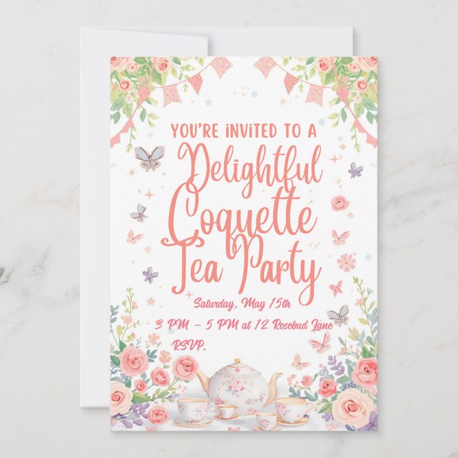 Coquette Tea Party Invitation (Front)