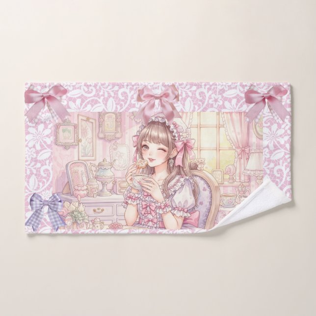 Coquette Tea Time – Pastel Ribbon  Hand Towel (Hand Towel)