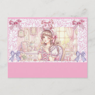 Coquette Tea Time – Pastel Ribbon  Holiday Postcard