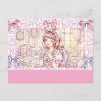 Coquette Tea Time – Pastel Ribbon  Holiday Postcard