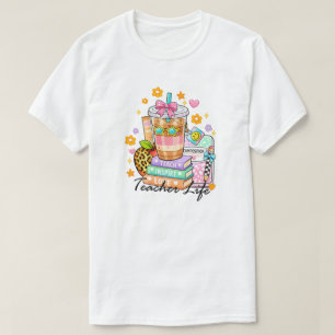 Coquette Teacher Life Iced Coffee Books T-Shirt