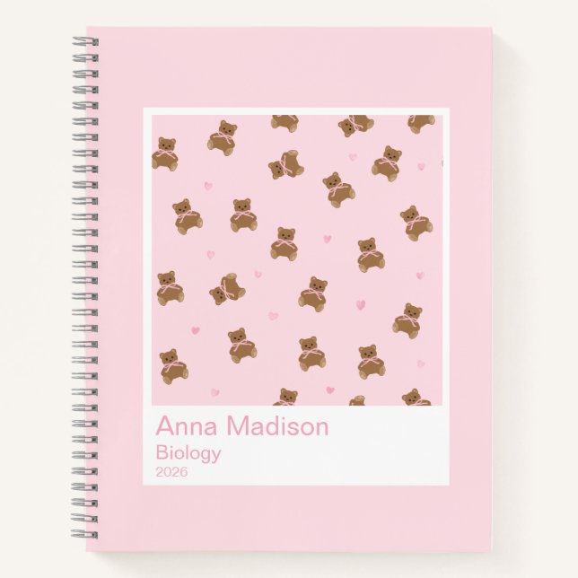 Coquette Teddy Bears Aesthetic Notebook (Front)