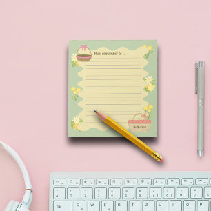 Coquette theme Florals & Basket Personalise Notepad