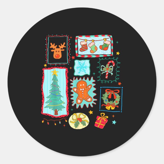 Coquette Tis The Season Christmas Santa Nk Preppy  Classic Round Sticker (Front)