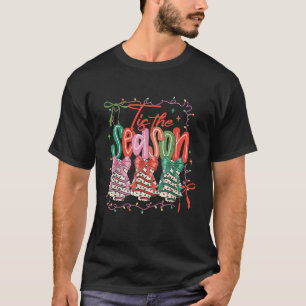 Coquette Tis The Season Christmas Trees Cake Bow C T-Shirt