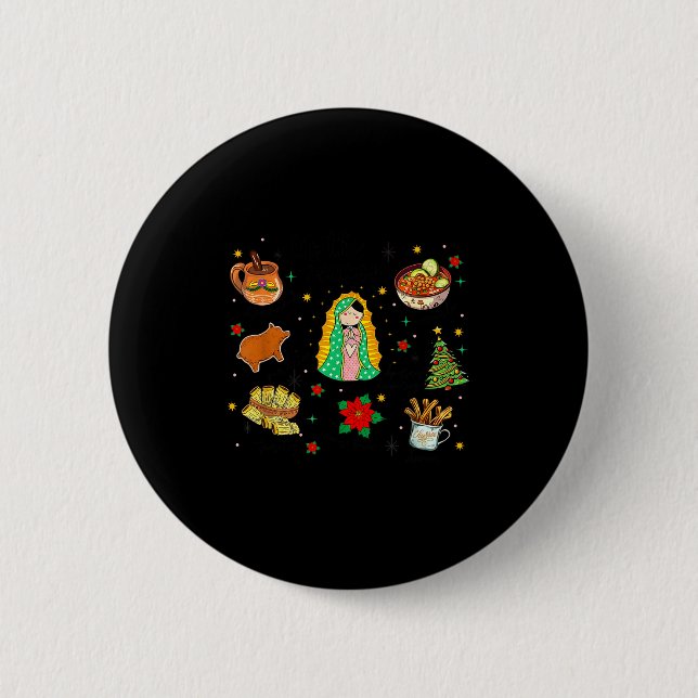 Coquette Tis The Season Mexican Christmas Spanish  6 Cm Round Badge (Front)