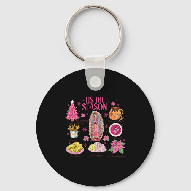 Coquette Tis The Season Mexican Christmas Spanish  Key Ring (Front)