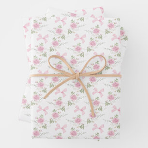 Coquette Toile De Jouy Pink Bow Wrapping Paper Sheet
