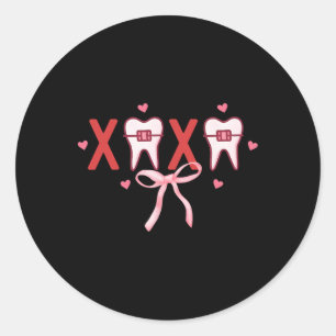 Coquette Tooth Xoxo Dentist Hygienist Dental Squad Classic Round Sticker