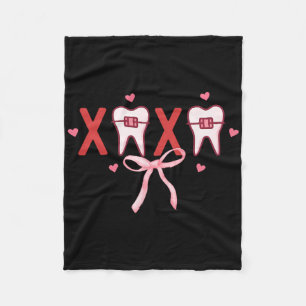 Coquette Tooth Xoxo Dentist Hygienist Dental Squad Fleece Blanket