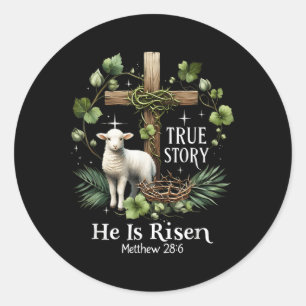 Coquette True Story He Is Risen Easter Vintage Chr Classic Round Sticker