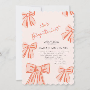 Coquette Tying the Knot Bridal Shower Pink Red Invitation