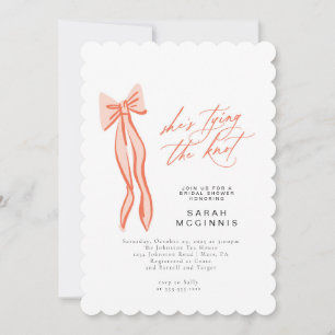 Coquette Tying the Knot Bridal Shower Pink Red Invitation