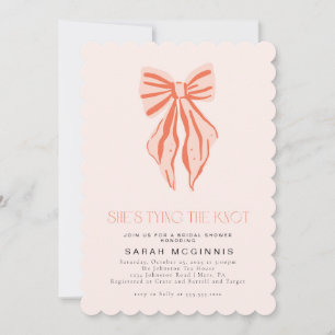 Coquette Tying the Knot Bridal Shower Pink Red Invitation