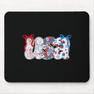 Coquette Usa Floral 4th Of July Bow Stars Firework Mouse Mat