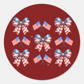 Coquette, usa, red, white, blue, 4th of July gift Classic Round Sticker
