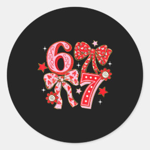Coquette Valentine 67 Six Seven Bow Valentines 6 7 Classic Round Sticker
