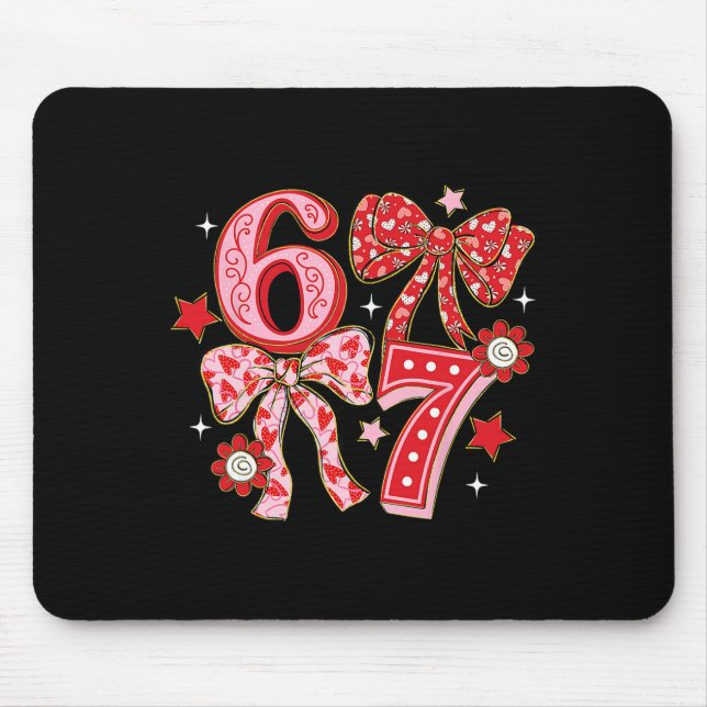 Coquette Valentine 67 Six Seven Bow Valentines 6 7 Mouse Mat (Front)