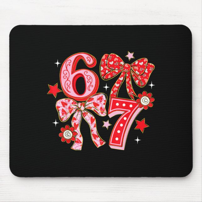 Coquette Valentine 67 Six Seven Bow Valentines 6 7 Mouse Mat (Front)