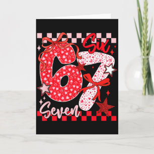 Coquette Valentine 67 Six Seven Preppy Heart Bow P Card