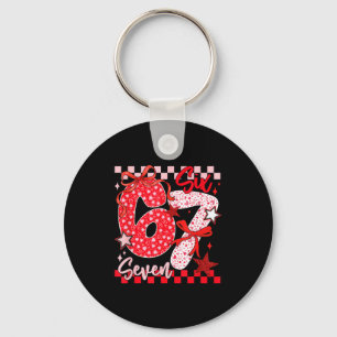 Coquette Valentine 67 Six Seven Preppy Heart Bow P Key Ring