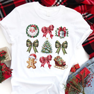 Coquette Vintage Christmas Bows Wreaths and Gifts Tri-Blend Shirt