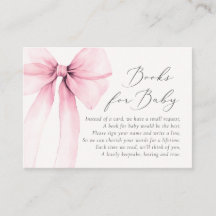 Coquette Watercolor Pink Bow Books for Baby Shower