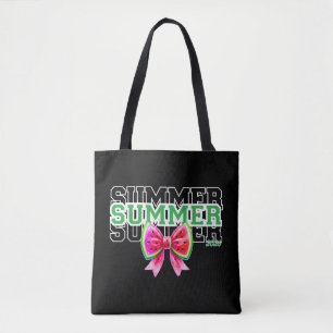 Coquette Watermelon Bow Summer 2026 Varsity Tote Bag