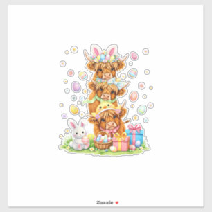 Coquette Western Highland Cow Easter Eggs Cute Bun