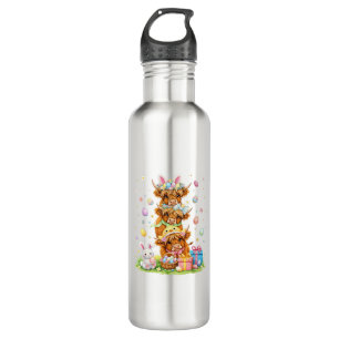Coquette Western Highland Cow Easter Eggs Cute Bun 710 Ml Water Bottle