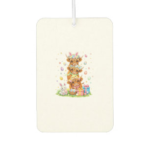 Coquette Western Highland Cow Easter Eggs Cute Bun Car Air Freshener
