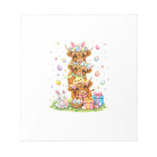 Coquette Western Highland Cow Easter Eggs Cute Bun Notepad