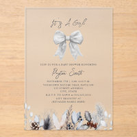Coquette White Bow Winter Botanical Baby Shower