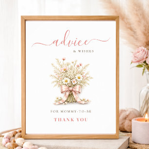 Coquette Wildflower Baby Shower Party Sign Advice