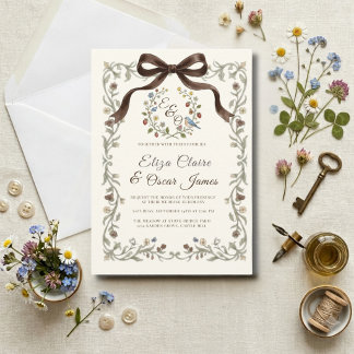 Coquette Wildflower Meadow Wedding Invitation