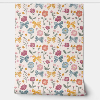 Coquette Wildflower Ribbon Bow Girls Bedroom Wall