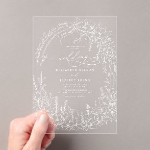 Coquette Woodland Garden Floral Wedding Acrylic Invitations