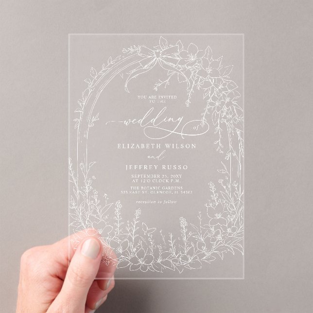 Coquette Woodland Garden Floral Wedding Acrylic Invitations (Insitu (Handheld))