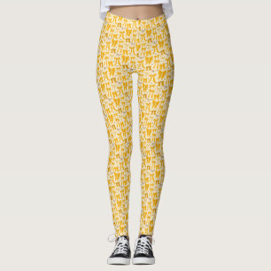 Coquette Yellow Bows Hand Drawn Pattern Leggings