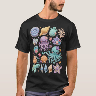 Coquettes Sea Life Kawaii Jellyfish Octopus Beach T-Shirt