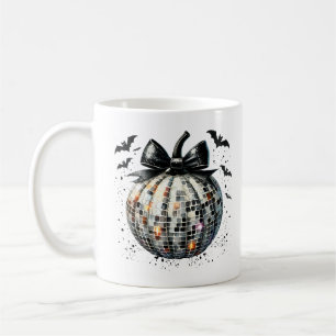Coquettish Disco Ball Pumpkin Black Bow Tri-Blend Coffee Mug