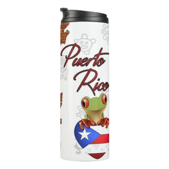 Coqui Frog and Puerto Rican Flag Thermal Tumbler (Rotated Right)