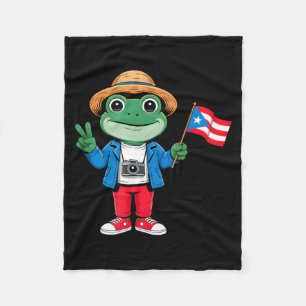 Coqui frog puerto rico flag peace sign for kids fleece blanket