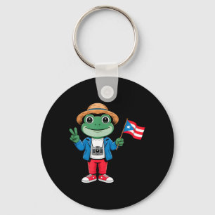 Coqui Frog Puerto Rico Flag Peace Sign for Kids Key Ring