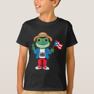 Coqui frog puerto rico flag peace sign for kids T-Shirt